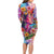 Polynesian Women Long Sleeve Bodycon Dress Tropical Plant - Vibrant Surreal Dreamscape Vibe