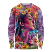 Polynesian Women Long Sleeve Shirt Tropical Plant - Vibrant Surreal Dreamscape Vibe