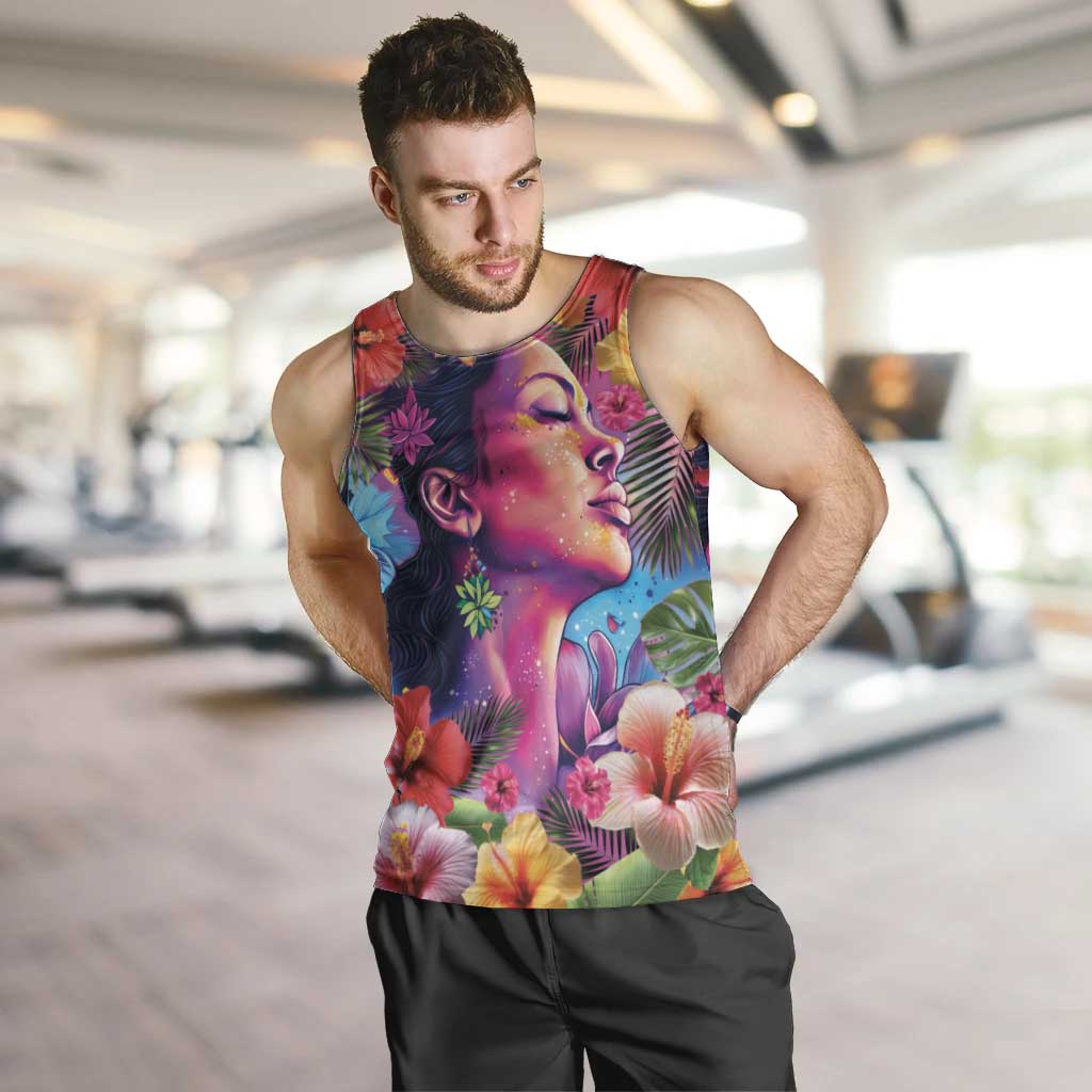 Polynesian Women Men Tank Top Tropical Plant - Vibrant Surreal Dreamscape Vibe