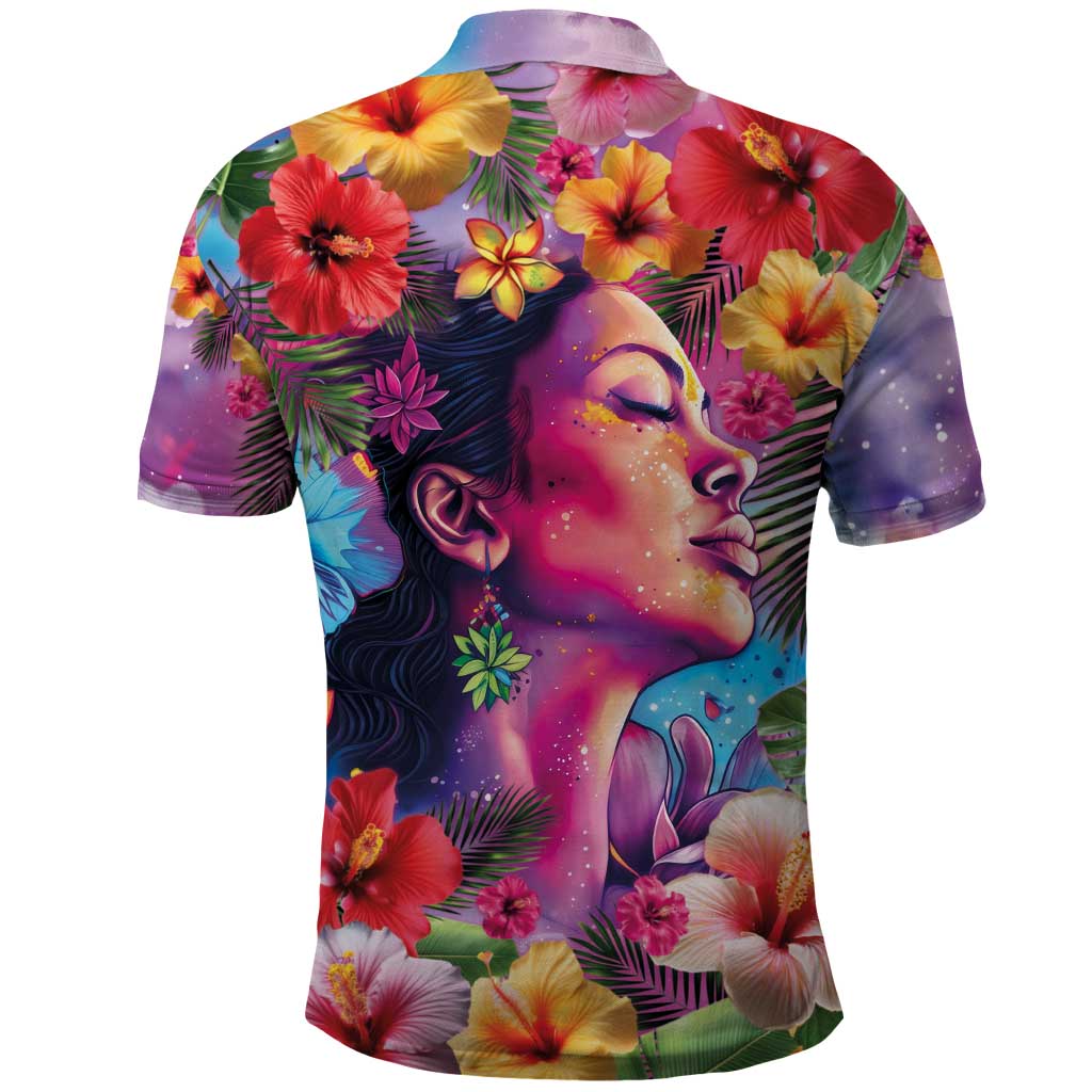 Polynesian Women Polo Shirt Tropical Plant - Vibrant Surreal Dreamscape Vibe