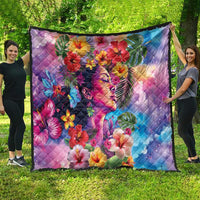 Polynesian Women Quilt Tropical Plant - Vibrant Surreal Dreamscape Vibe