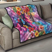 Polynesian Women Quilt Tropical Plant - Vibrant Surreal Dreamscape Vibe