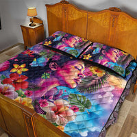 Polynesian Women Quilt Bed Set Tropical Plant - Vibrant Surreal Dreamscape Vibe