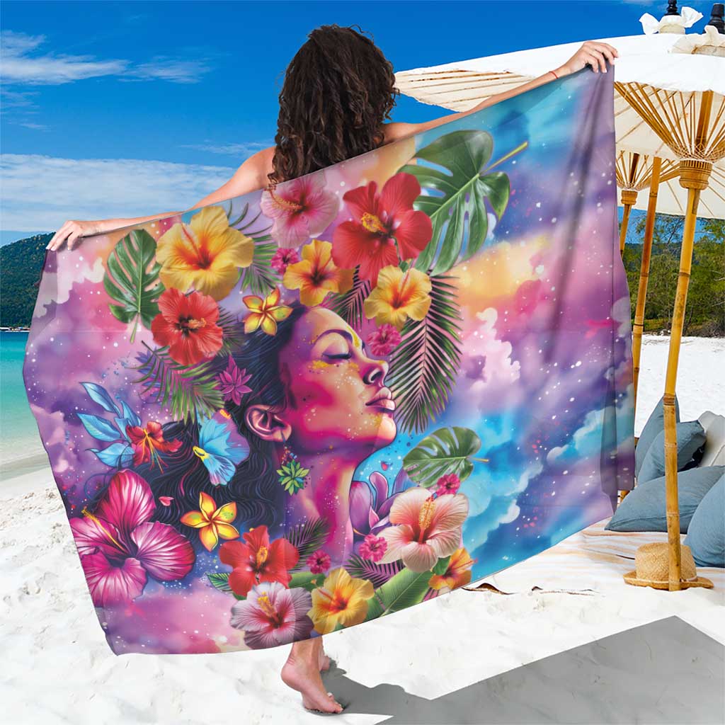Polynesian Women Sarong Tropical Plant - Vibrant Surreal Dreamscape Vibe LT03 One Size 44 x 66 inches Pink-Purple - Polynesian Pride
