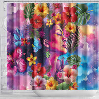 Polynesian Women Shower Curtain Tropical Plant - Vibrant Surreal Dreamscape Vibe LT03 - Polynesian Pride