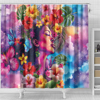 Polynesian Women Shower Curtain Tropical Plant - Vibrant Surreal Dreamscape Vibe LT03 - Polynesian Pride