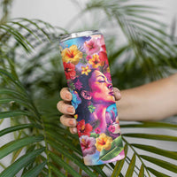 Polynesian Women Skinny Tumbler Tropical Plant - Vibrant Surreal Dreamscape Vibe