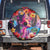 Polynesian Women Spare Tire Cover Tropical Plant - Vibrant Surreal Dreamscape Vibe