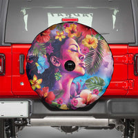 Polynesian Women Spare Tire Cover Tropical Plant - Vibrant Surreal Dreamscape Vibe