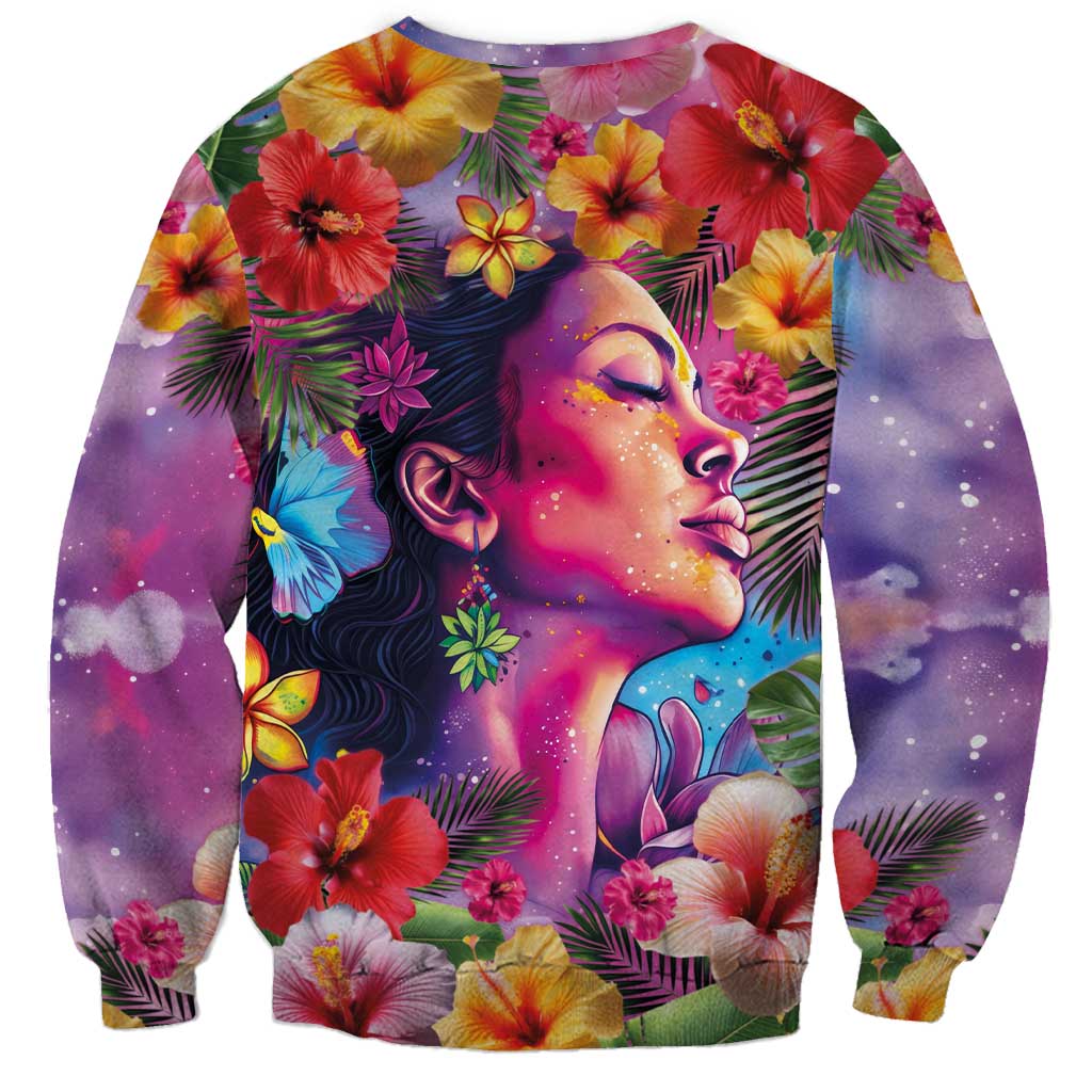 Polynesian Women Sweatshirt Tropical Plant - Vibrant Surreal Dreamscape Vibe