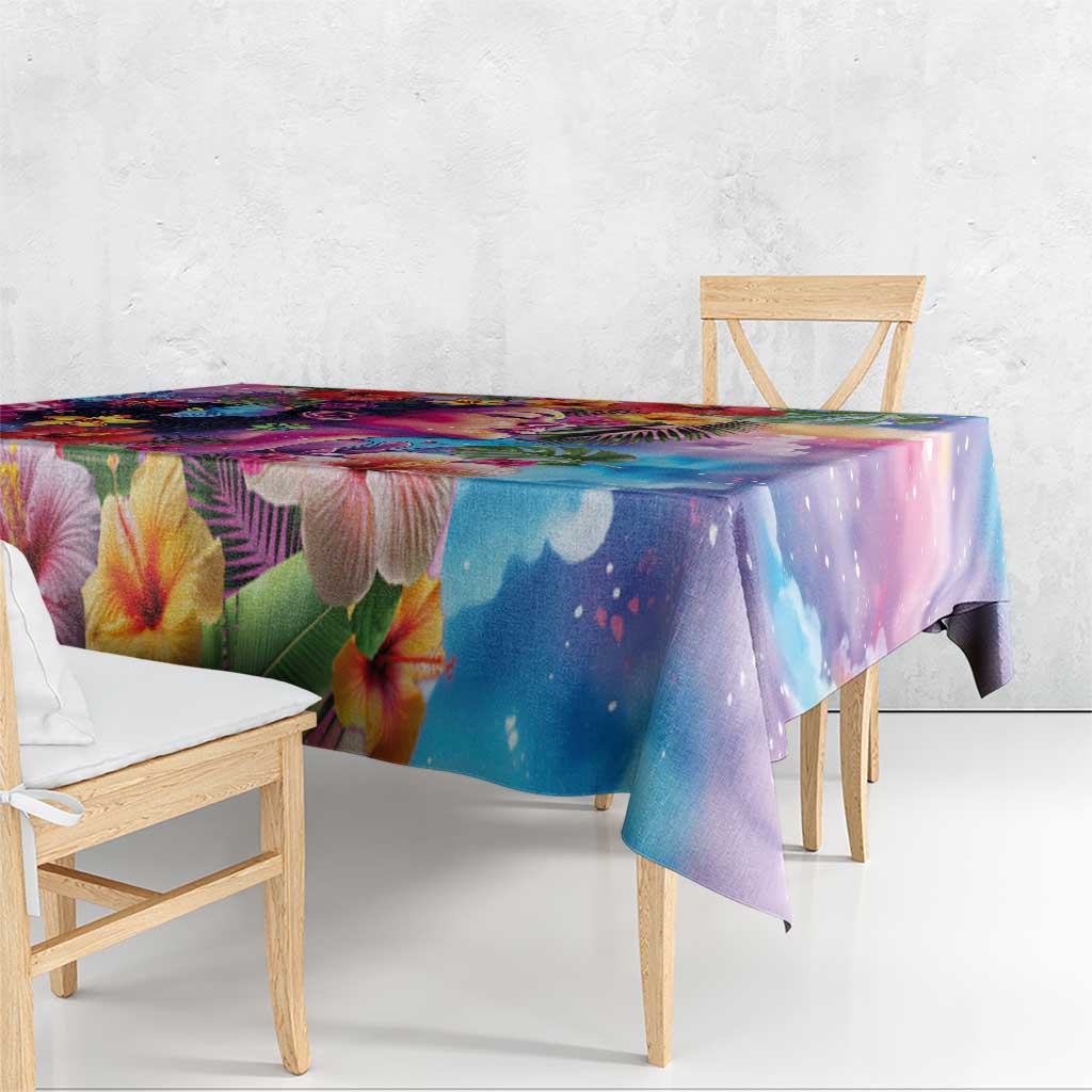 Polynesian Women Tablecloth Tropical Plant - Vibrant Surreal Dreamscape Vibe