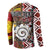 Personalised Aotearoa and Australia Together Button Sweatshirt Koru and Kangaroo - Taniko with Aboriginal Motif