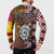 Personalised Aotearoa and Australia Together Button Sweatshirt Koru and Kangaroo - Taniko with Aboriginal Motif