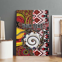 Personalised Aotearoa and Australia Together Canvas Wall Art Koru and Kangaroo - Taniko with Aboriginal Motif