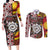 Personalised Aotearoa and Australia Together Couples Matching Long Sleeve Bodycon Dress and Long Sleeve Button Shirt Koru and Kangaroo - Taniko with Aboriginal Motif
