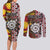 Personalised Aotearoa and Australia Together Couples Matching Long Sleeve Bodycon Dress and Long Sleeve Button Shirt Koru and Kangaroo - Taniko with Aboriginal Motif