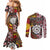 Personalised Aotearoa and Australia Together Couples Matching Mermaid Dress and Long Sleeve Button Shirt Koru and Kangaroo - Taniko with Aboriginal Motif