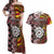 Personalised Aotearoa and Australia Together Couples Matching Off Shoulder Maxi Dress and Hawaiian Shirt Koru and Kangaroo - Taniko with Aboriginal Motif