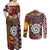 Personalised Aotearoa and Australia Together Couples Matching Off Shoulder Maxi Dress and Long Sleeve Button Shirt Koru and Kangaroo - Taniko with Aboriginal Motif