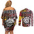 Personalised Aotearoa and Australia Together Couples Matching Off Shoulder Short Dress and Long Sleeve Button Shirt Koru and Kangaroo - Taniko with Aboriginal Motif