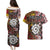 Personalised Aotearoa and Australia Together Couples Matching Puletasi and Hawaiian Shirt Koru and Kangaroo - Taniko with Aboriginal Motif