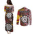 Personalised Aotearoa and Australia Together Couples Matching Puletasi and Long Sleeve Button Shirt Koru and Kangaroo - Taniko with Aboriginal Motif