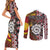 Personalised Aotearoa and Australia Together Couples Matching Short Sleeve Bodycon Dress and Long Sleeve Button Shirt Koru and Kangaroo - Taniko with Aboriginal Motif