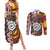 Personalised Aotearoa and Australia Together Couples Matching Summer Maxi Dress and Long Sleeve Button Shirt Koru and Kangaroo - Taniko with Aboriginal Motif