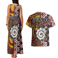 Personalised Aotearoa and Australia Together Couples Matching Tank Maxi Dress and Hawaiian Shirt Koru and Kangaroo - Taniko with Aboriginal Motif