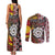 Personalised Aotearoa and Australia Together Couples Matching Tank Maxi Dress and Long Sleeve Button Shirt Koru and Kangaroo - Taniko with Aboriginal Motif