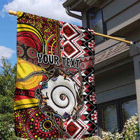 Personalised Aotearoa and Australia Together Garden Flag Koru and Kangaroo - Taniko with Aboriginal Motif