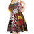 Personalised Aotearoa and Australia Together Kid Short Sleeve Dress Koru and Kangaroo - Taniko with Aboriginal Motif