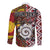 Personalised Aotearoa and Australia Together Long Sleeve Button Shirt Koru and Kangaroo - Taniko with Aboriginal Motif