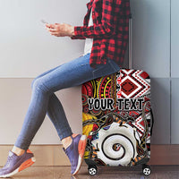 Personalised Aotearoa and Australia Together Luggage Cover Koru and Kangaroo - Taniko with Aboriginal Motif
