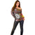 Personalised Aotearoa and Australia Together Off Shoulder Sweater Koru and Kangaroo - Taniko with Aboriginal Motif