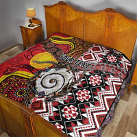 Personalised Aotearoa and Australia Together Quilt Koru and Kangaroo - Taniko with Aboriginal Motif LT03 - Polynesian Pride