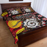 Personalised Aotearoa and Australia Together Quilt Bed Set Koru and Kangaroo - Taniko with Aboriginal Motif
