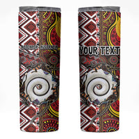 Personalised Aotearoa and Australia Together Skinny Tumbler Koru and Kangaroo - Taniko with Aboriginal Motif