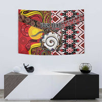 Personalised Aotearoa and Australia Together Tapestry Koru and Kangaroo - Taniko with Aboriginal Motif