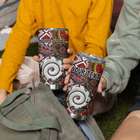 Personalised Aotearoa and Australia Together Tumbler Cup Koru and Kangaroo - Taniko with Aboriginal Motif