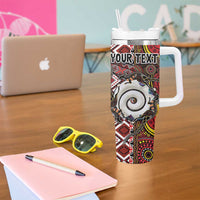 Personalised Aotearoa and Australia Together Tumbler With Handle Koru and Kangaroo - Taniko with Aboriginal Motif