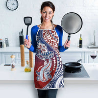 Hawaiian Manta Ray and Hammerhead Shark Tribal Tattoo Apron with Polynesian Tribal Pattern Hawaii Flag Color