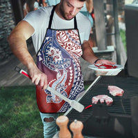 Hawaiian Manta Ray and Hammerhead Shark Tribal Tattoo Apron with Polynesian Tribal Pattern Hawaii Flag Color