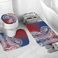 Hawaiian Manta Ray and Hammerhead Shark Tribal Tattoo Bathroom Set with Polynesian Tribal Pattern Hawaii Flag Color
