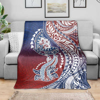 Hawaiian Manta Ray and Hammerhead Shark Tribal Tattoo Blanket with Polynesian Tribal Pattern Hawaii Flag Color