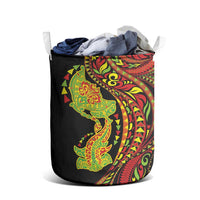 Hawaiian Manta Ray and Hammerhead Shark Tribal Tattoo Laundry Basket with Polynesian Tribal Pattern Kanaka Maoli Flag Color
