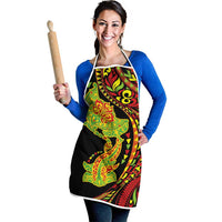 Hawaiian Manta Ray and Hammerhead Shark Tribal Tattoo Apron with Polynesian Tribal Pattern Kanaka Maoli Flag Color