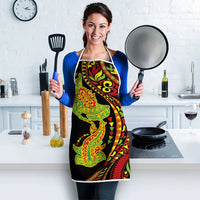 Hawaiian Manta Ray and Hammerhead Shark Tribal Tattoo Apron with Polynesian Tribal Pattern Kanaka Maoli Flag Color