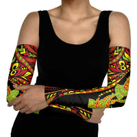Hawaiian Manta Ray and Hammerhead Shark Tribal Tattoo Arm Sleeves with Polynesian Tribal Pattern Kanaka Maoli Flag Color