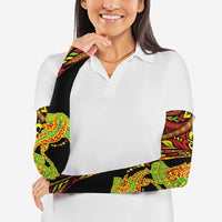 Hawaiian Manta Ray and Hammerhead Shark Tribal Tattoo Arm Sleeves with Polynesian Tribal Pattern Kanaka Maoli Flag Color